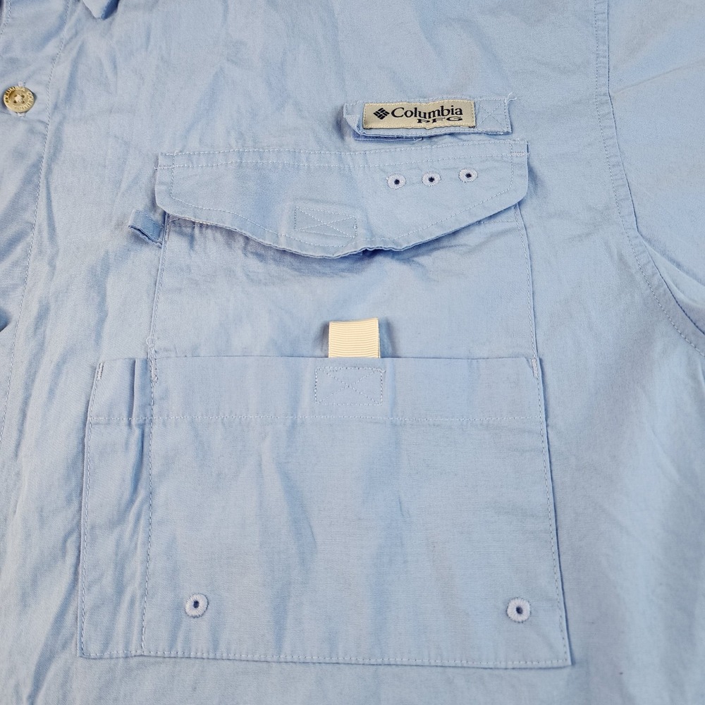 Columbia PFG Bahama II Vented Fishing Shirt Mens Large Blue Short Sleeve FM7130 - Picture 4 of 11